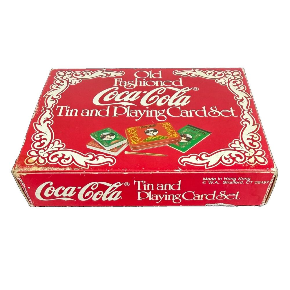 Coca-Cola Old-Fashioned Tin Playing Card Set Factory Sealed Decks Vintage - Picture 2 of 13